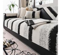 GPRL Copridivano in Peluche Antiscivolo Caldo Copridivano Salva-Angoli A Forma di L per Divani A 1 2 E 3 Posti Spesso Copri-mobili per Bambini E Animali Domestici,Bianco E Nero(90 * 120cm)