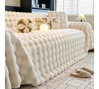 GPRL Copridivano in Peluche per Divani Angolari 1/2/3/4 Posti Copridivano Universale Antiscivolo,copridivano A L Copridivano Lavabile Coperta per Divano per Soggiorno,Bianco(180 * 360cm)