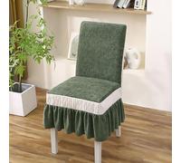 GPRL Coprisedia con Memory Foam Morbido Tessuto Felpato Particelle di Silicone Antiscivolo Coprisedile Altamente Elastico per Sedie da Pranzo,Verde Scuro1 Pezzo