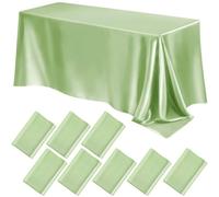 GPRTPL Tovaglia grande in raso di nozze, tovaglia di seta liscia e brillante, decorazione per la tavola, banchetto di Natale, anniversario, festa-verde salvia-145x220 cm