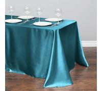GPRTPL Tovaglia in raso Tovaglia sovrapposta Matrimonio Natale Compleanno Eventi Banchetto Arredamento Casa Tavolo da pranzo-Teal blue-145x275cm(57x108inch