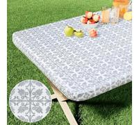 GPRTPL Tovaglia in vinile Tovaglia elastica Copritavoli in plastica impermeabile Tavoli pieghevoli da campeggio all'aperto-Grigio-(76x244cm)