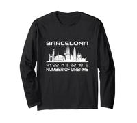 GPS Coordinate Spagna Vacanze Catalogna Skyline Barcellona Maglia a Manica