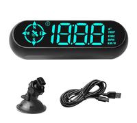 GPS Tacho Head Up Display Auto HUD, tachimetro digitale GPS Tachimetro Speedometro con allarme velocità, bussola e allarme di stanchezza, per tutti i veicoli USB Plug and Play
