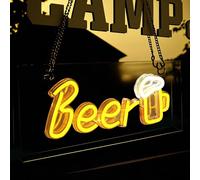 Gpurplebud Luce al neon a LED a forma di birra, luci da bar per casa, pub, insegna a batteria o USB alimentata per decorazione da parete, per grotte degli uomini, ristoranti, club, feste, bar (bianco