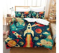 GQLIDDAOE 3D Stampa Set Copripiumino Rocket Set Di Lenzuola Con Chiusura Lampo E Federe,morbida Microfibra Piumone Per Ragazzi E Ragazze,3 Pezzi Double（200x200cm）