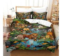 GQLIDDAOE Animali della giungla 3D Stampa Set Biancheria Da Letto Microfibra Di Copripiumini E Federe Cuscino Chiusura Cerniera 3 Pezzi Per Bambini E Adulti Single（140x200cm）