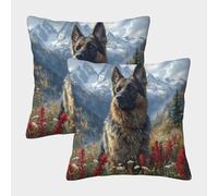 GQLIDDAOE Cane pastore tedesco home decor Federe Copricuscini Cerniera Invisibile 2 Pack Quadrati Cuscini Per Divano e Letto Copricuscini Arredamento Casa 40x40cm