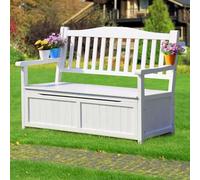 GQMYCDM Panca Portaoggetti da Esterno, Contenitore da Patio, con Braccioli e Schienali, Mobili da Giardino, Panca Resistente alle Intemperie, per Giardino, Casa, Patio, Piscine(White)