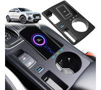 GQQSXZNTD 2024 Nuova Versione Caricatore Wireless per Auto per Audi Q3/Q3L Sportback 2020-2024 Tutti i Modelli, 15W Ricarica Rapida con Porta USB 27W Caricatore Wireless per Telefono Qi, Nero