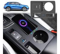GQQSXZNTD Caricabatteria da Auto Senza Fili per Audi Q3 (2019-2024) Q3L Sportback (2020-2024), Car Wireless Charger Pad con 15W Wireless & 27W USB per Qualsiasi Telefono Qi