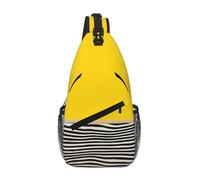 GQSZCYHLKL Borsa a tracolla casual da uomo con stampa giallo senape e nera con design multi-tasca - Borsa frontale leggera e spaziosa per viaggi, lavoro e uso quotidiano, Nero , Taglia unica