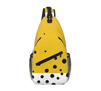 GQSZCYHLKL Borsa a tracolla casual da uomo con stampa giallo senape e nera con design multi-tasca - Borsa frontale leggera e spaziosa per viaggi, lavoro e uso quotidiano, Nero , Taglia unica