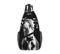 GQSZCYHLKL Borsa a tracolla casual da uomo con stampa mucca bianca e nera con design multi-tasca - Borsa frontale leggera e spaziosa per viaggi, lavoro e uso quotidiano, Nero , Taglia unica