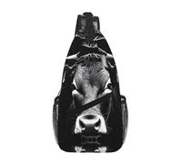 GQSZCYHLKL Borsa a tracolla casual da uomo con stampa mucca bianca e nera con design multi-tasca - Borsa frontale leggera e spaziosa per viaggi, lavoro e uso quotidiano, Nero , Taglia unica