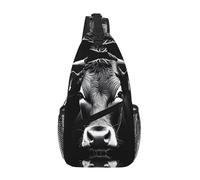 GQSZCYHLKL Borsa a tracolla casual da uomo con stampa mucca bianca e nera con design multi-tasca - Borsa frontale leggera e spaziosa per viaggi, lavoro e uso quotidiano, Nero , Taglia unica