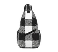 GQSZCYHLKL Borsa a tracolla casual da uomo con stampa scozzese bianca e nera con design multi-tasca - Borsa frontale leggera e spaziosa per viaggi, lavoro e uso quotidiano, Nero , Taglia unica