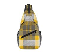 GQSZCYHLKL Borsa a tracolla casual da uomo con stampa scozzese gialla grigia nera con design multi-tasca - Borsa frontale leggera e spaziosa per viaggi, lavoro e uso quotidiano, Nero , Taglia unica