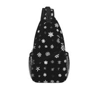 GQSZCYHLKL Borsa a tracolla da uomo casual con stampa bianca e nera con grande neve con design multi-tasca, borsa frontale leggera e spaziosa per viaggi, lavoro e uso quotidiano, Nero , Taglia unica