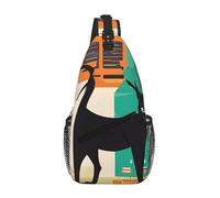 GQSZCYHLKL Borsa a tracolla da uomo casual con stampa di gatti di arte moderna della metà del secolo con design multi-tasca - Borsa frontale leggera e spaziosa per viaggi, lavoro e uso quotidiano