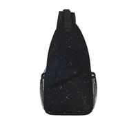 GQSZCYHLKL Borsa a tracolla da uomo casual con stampa glitterata nera con design multi-tasca, borsa frontale leggera e spaziosa per viaggi, lavoro e uso quotidiano, Nero , Taglia unica