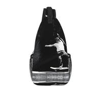 GQSZCYHLKL Borsa a tracolla da uomo casual con stampa sportiva per sollevamento pesi con design multi-tasca, borsa frontale leggera e spaziosa per viaggi, lavoro e uso quotidiano, Nero , Taglia unica