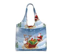 GQSZCYHLKL Borsa di totalizzatore 100% del poliestere di grande capacità delle borse di totalizzatore alla moda stampata buon Natale per lo shopping, il viaggio e l'uso quotidiano Tela durevole 12oz
