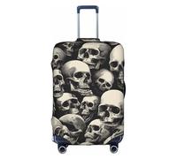 GQSZCYHLKL Cool Retro Skull Graphics Valigie Cover Elegante Custodia Protettiva Borsa da Viaggio con Stampa su entrambi i lati, Design Elastico per Vestibilità Sicura e Protezione dai Graffi, bianco