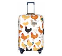 GQSZCYHLKL Copertura per valigia con motivo gallina, elegante custodia protettiva da viaggio con stampa su entrambi i lati, design elastico per una vestibilità sicura e protezione dai graffi, bianco
