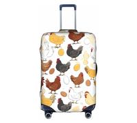 GQSZCYHLKL Copertura per valigia con motivo gallina, elegante custodia protettiva da viaggio con stampa su entrambi i lati, design elastico per una vestibilità sicura e protezione dai graffi, bianco