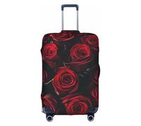 GQSZCYHLKL Copertura per valigia con rosa rossa e nera, elegante custodia protettiva da viaggio con stampa su entrambi i lati, design elastico per una vestibilità sicura e protezione dai graffi