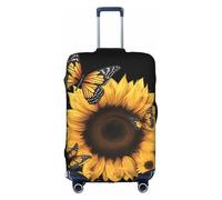 GQSZCYHLKL Custodia per valigia, con farfalle e girasoli, elegante custodia protettiva da viaggio con stampa su entrambi i lati, design elastico per una vestibilità sicura e protezione dai graffi