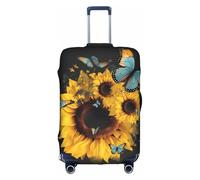 GQSZCYHLKL Custodia per valigia, con farfalle e girasoli, elegante custodia protettiva da viaggio con stampa su entrambi i lati, design elastico per una vestibilità sicura e protezione dai graffi