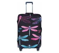 GQSZCYHLKL Custodia per valigia con libellula viola, elegante custodia protettiva da viaggio con stampa su entrambi i lati, design elastico per una vestibilità sicura e protezione dai graffi, bianco