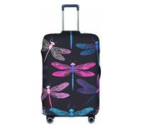 GQSZCYHLKL Custodia per valigia con libellula viola, elegante custodia protettiva da viaggio con stampa su entrambi i lati, design elastico per una vestibilità sicura e protezione dai graffi, bianco