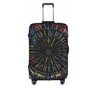 GQSZCYHLKL Custodia per valigia con note musicali, elegante custodia protettiva da viaggio con stampa su entrambi i lati, design elastico per una vestibilità sicura e protezione dai graffi, bianco, S