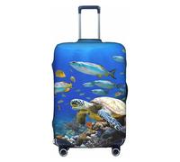 GQSZCYHLKL Custodia per valigia con tartaruga marina con pesci, elegante custodia protettiva da viaggio con stampa su entrambi i lati, design elastico per una vestibilità sicura e protezione dai