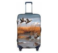 GQSZCYHLKL Custodia protettiva per valigia con anatra selvatica che vola da caccia, elegante custodia protettiva da viaggio con stampa su entrambi i lati, design elastico per una vestibilità sicura e