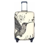 GQSZCYHLKL Custodia protettiva per valigia con simbolo musicale, elegante custodia da viaggio con stampa fronte/retro, design elastico per una vestibilità sicura e protezione dai graffi, bianco, M