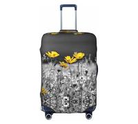 GQSZCYHLKL Custodia protettiva per valigia, motivo girasoli bianchi e neri, elegante custodia protettiva da viaggio con stampa su entrambi i lati, design elastico per una vestibilità sicura e