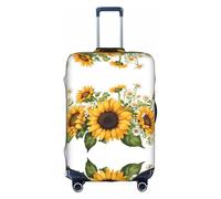 GQSZCYHLKL Custodia protettiva per valigie con girasoli gialli e fiori bianchi, elegante custodia protettiva da viaggio con stampa su entrambi i lati, design elastico per una vestibilità sicura e