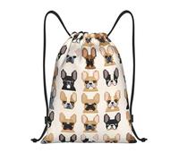 GQSZCYHLKL I Love French Bulldog Titolo: Borsone leggero con coulisse - Sacca da palestra pieghevole impermeabile con tracolla regolabile, ideale per sport, yoga, viaggi e scuola, Nero , M