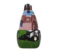 GQSZCYHLKL Old Tractor Photo Farm Print Borsa a tracolla casual da uomo con design multi-tasca - Borsa frontale leggera e spaziosa per viaggi, lavoro e uso quotidiano, Nero , Taglia unica