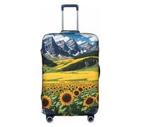 GQSZCYHLKL Sunflower Over The Mountains and Field Valigia Cover elegante protettiva da viaggio con stampa fronte/retro, design elastico per una vestibilità sicura e protezione dai graffi, bianco, L