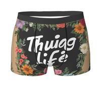 GQSZCYHLKL Thug Life - Boxer da uomo con stampa su entrambi i lati, con morbido tessuto elasticizzato, con distanziatore 3D, per un comfort tutto il giorno, Nero , M