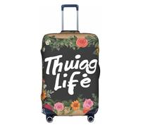 GQSZCYHLKL Thug Life - Custodia protettiva per valigia, motivo floreale, elegante, con stampa su entrambi i lati, design elastico per una vestibilità sicura e protezione dai graffi, bianco, L
