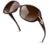 GQUEEN Occhiali da Sole da Donna Polarizzati Grandi Retrò Guida Occhiali Vogue Protezione UV400,Marrone Portafoto Marrone Lucido Lente