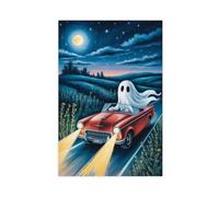 GQVCJSW Poster con fantasma che guida un'auto, motivo Spooky Drive (2), poster su tela, decorazione artistica da parete per soggiorno, camera da letto, 60 x 90 cm