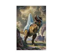 GQVCJSW Poster su tela con fantasma che cavalca un dinosauro, decorazione artistica da parete per soggiorno e camera da letto, 30 x 45 cm