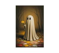 GQVCJSW Poster su tela con fantasma che tiene un fiore nella foresta, decorazione per camera da letto, ufficio, camera da letto, regalo, 40 x 60 cm